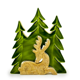 Lost in the Forrest -  Stag in the Forrest 3D Wooden Decoration - 23x20cm