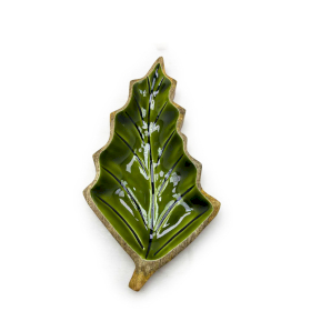 Lost in the Forrest -  Enamel Leaf Wooden Bowl - 33x17cm