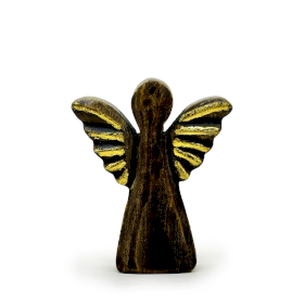 Small Mango Wood Angel - Gold Decor - 12cm