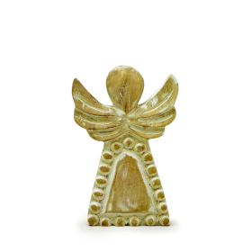 Mango Wood Angel - Whitewash - 13cm