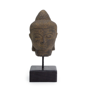 Stillness Buddha Head on Stand - Grey