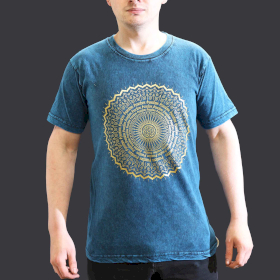 Small Stone Washed T-Shirt - Mandala - Blue