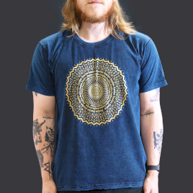 Large Stone Washed T-Shirt - Mandala - Blue