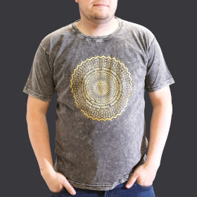 XLarge Stone Washed T-Shirt - Mandala - Dark Grey