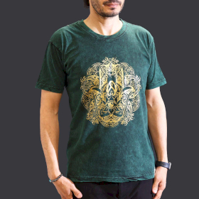 Medium Stone Washed T-Shirt - Hamsa - Green