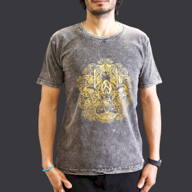 Medium Stone Washed T-Shirt - Hamsa - Dark Grey