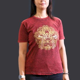 Medium Stone Washed T-Shirt - Hamsa - Maroon