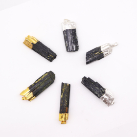 6x Gemstone Indian Tourmaline & Silver Plated Pendants (6 assorted)