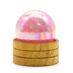 Gemstone Crystal Sphere 50mm - Rose Quartz Titanium Aura with Stand
