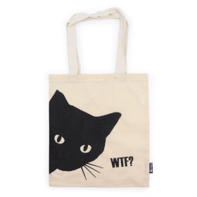 10x Iconic Basic Tote Bag - Black Cat - (40x36cm) - Natural 4oz