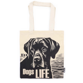 10x Iconic Basic Tote Bag - Dog\'s Life - (40x36cm) - Natural 4oz