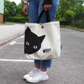 5x Iconic Classic Tote Bag - Black Cat - Natural 10oz (36x43x10cm)
