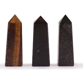 3x Gemstone Obelisk Points approx 5cm - Tiger Eye