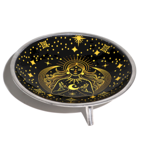 Enamelled Offering Plate - Gold Goddess on Black