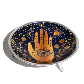 Enamelled Offering Plate - Hamsa Midnight Blue