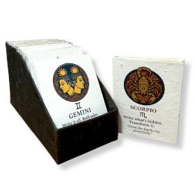 12x Med Tibet Style Star Signs Notebooks - (12x8cm) - 40 leafs (12 x assorted Des) - In Display Case