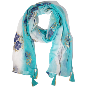 Nomad Sari  - Summer Scarf -  180x50cm - Aqua Fish - Turquois