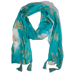 Nomad Sari  - Summer Scarf -  180x50cm - Turtle- Turquois