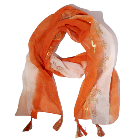 Nomad Sari  - Summer Scarf -  180x50cm - Turtle- Coral