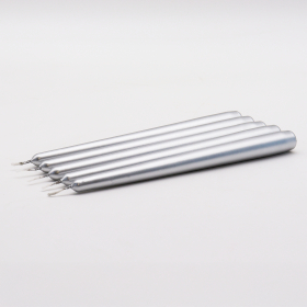 12x Silver Metallic Taper Dinner Candles