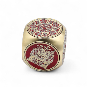 Feng Shui Fortune - Red & Brass Prosperity Cube - Flat