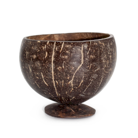 6x Sm Natural Coconut Bowl on Stand - polished - craft use - 9x10cm