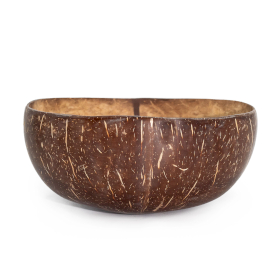 6x Med Natural Coconut Bowl - polished - craft use - 6x13cm