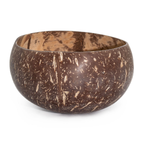 6x Lrg Natural Coconut Bowl - polished - craft use - 10x14cm