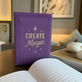 Velvet Note Book - 80 pages -  Create Magic - Purple