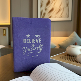 Velvet Note Book - 80 pages -  Believe in Yourself- Lavender