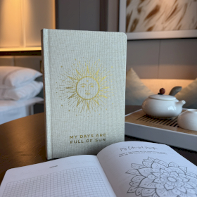 Ivory Gratitude Journal - 120 pages -My Days are Full of Sun with  Gold Lining