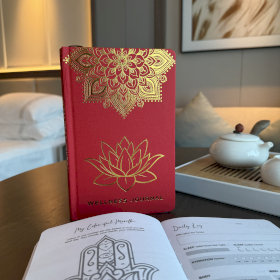Red Wellness  Journal - 120 pages - Golden Mandala and Lotus