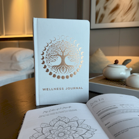 White Wellness  Journal - 120 pages - Rose Gold Tree of Life