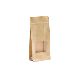 50x Squat Kraft Window Bags 10x20cm