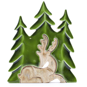 2x Lost in the Forrest -  Stag in the Forrest 3D Wooden Decoration