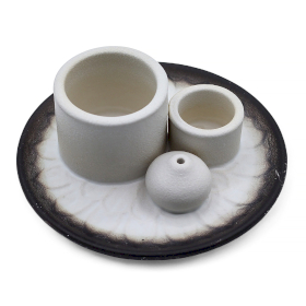Palo Santo Stick & Smudge Holder - White & Grey