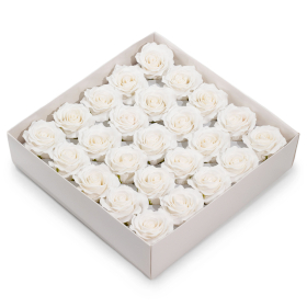 25x Craft Soap Flower - (5-Layer) Romatic Rose - White