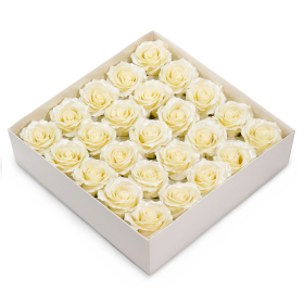 25x Craft Soap Flower - (5-Layer) Decorative Only Rose - Silk Trimmed - Bridal Pearl Bloom