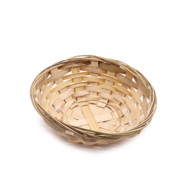 10x Round Bamboo Bread Baskets - 15x5cm