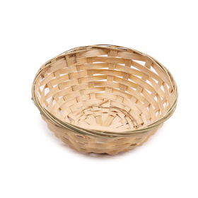 10x Round Bamboo Bread Baskets - 17x6cm