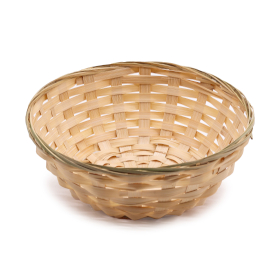 10x Round Bamboo Bread Baskets - 23x8cm