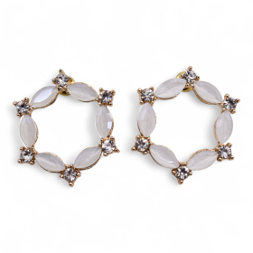 Nymph Aurora Loop Glass Earrings - Pearl