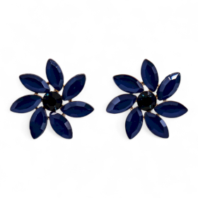 Nymph Aurora Flowers Glass Earrings - Royal Blue