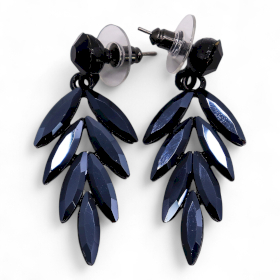 Nymph Aurora Long Drop Glass Earrings - Jet Black
