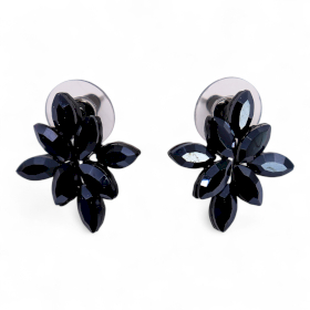 Nymph Aurora Flowers Glass Earrings - Jet Black