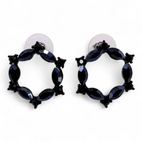 Nymph Aurora Loop Glass Earrings - Jet Black