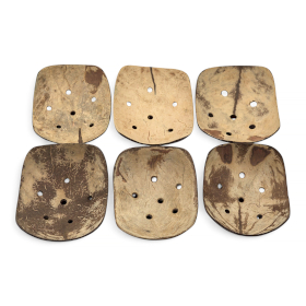 6x Natural Coconut Soap Dish - Square - 11cm