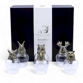 Gift Set of 6 Bottom Up Glasses (100ml) - Wild Forrest Creatures