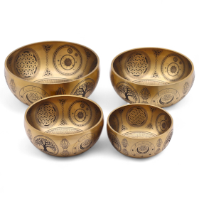 Pure Brass Etched Buddha - Set of 4 - Approx 3.78kg