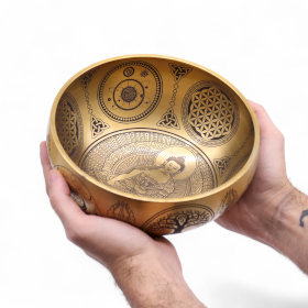 Pure Brass Etched Buddha - Large Approx 18x8cm - 1100gm